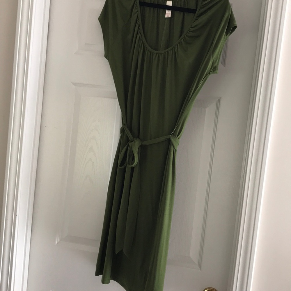 Green cotton casual summer dress